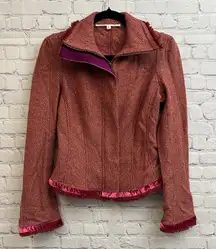 Diane von Furstenberg Marika Wool Tweed Jacket Zip Up Size 6 Vintage