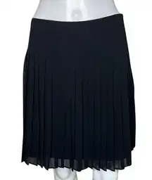 Loft  Skirt Womens 0 Black A-Line Pleated Casual Office Preppy Neutral Minimalist