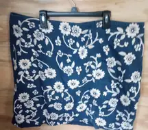 Boden Midi Skirt Navy/White Floral Embroidered Denim 16