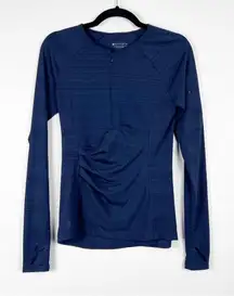 Athleta 1/4 Zip Long Sleeve Pullover Shirt‎ Blue Sz XS