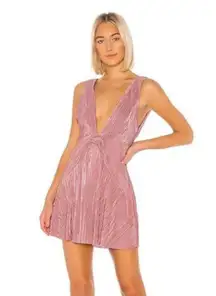 Free People Twist And Shout Desert Rose Pink Mini Dress Pleated VNeck Sleeveless