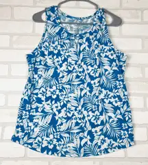 St John's Bay Blue Floral Tank Top‎ Sleeveless Casual Summer Cruise Medium