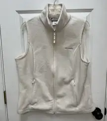 Columbia Benton Springs Fleece Jacket Vest Women L White Full Zip High Neck