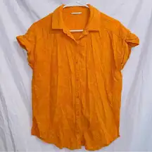 Splendid Orange Short Sleeve Textured Button Up Shirt size XS