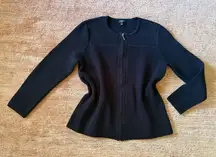 Talbots Petites Black Zip Front Knit Jacket Top Long Sleeve Women’s LP