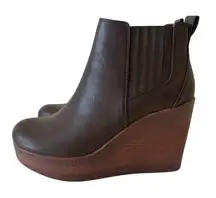 Boc Womens Brown Athalia Platform Wedge Heel Booties Shoes Size 9