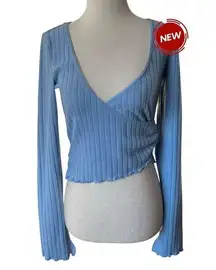 Out From Under Blue Rib Wrap Urban Outfitters Crop Top Women Small NWOT | 63-19