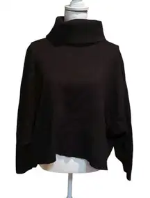 ZARA Women's Black Oversized Cropped Turtleneck Sweater Medium Relaxed Fit