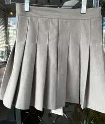 Gray Beige Pleated Tennis Skirt Preppy Academia S 