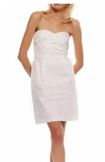 Marc Jacobs Amelie Flower Wicken White Strapless Dress, Sz 0