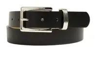 NWT - Black Leather Belt With Silver Buckle.