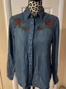 Velvet Heart Blue Denim Top Sz XS boho