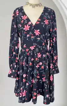 Adelyn Rae Navy Dark Blue Flower Romantic Floral A- Line Midi Dress M