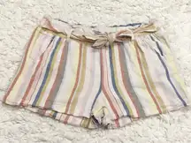 Jolt Linen Blend Stripe Multi Color Tie Shorts Medium‎