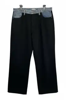 Moon River - Anthropologie two-tone, wide-leg jeans Size L the 90s/Y2K era.