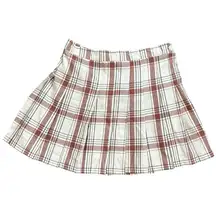 NWT Aerie Class Act Pleated Skirt Plaid Red Size Medium