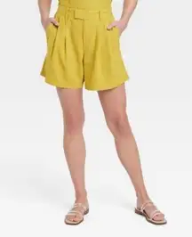 A New Day High Rise Tailored Linen Shorts Yellow Women's 0 NWT