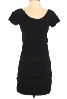 Rag & Bone Black Short Sleeve Bodycon Mini Dress Womens S Frayed Layered Goth