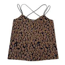 Scotch And Soda Raffia Town Top Camisole Women Medium Black Brown Bohemian Tank