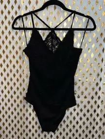 Lacy black bodysuit lingerie one piece size M