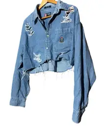 CHAPS DENIM‎ CROPPED DISTRESSED JACKET SIZE MEDIUM