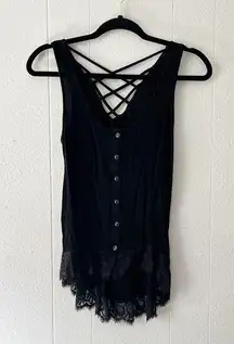 Womens Gauzy Lace Top XS Boho Fairygoth Witchy Gothcore Emo Rockabilly Punk