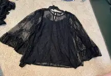 Three quarter sleeve black lace top with detachable  black under tank never worn