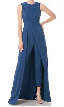 Kay Unger Rowan Walk Thru Jumpsuit Sleeveless Draped Crew Neck Crepe Gown 10 NEW