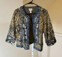 Chico's NWOT Women's Embellished Open Blazer Jacket Blue Multi S (Chico's 0)