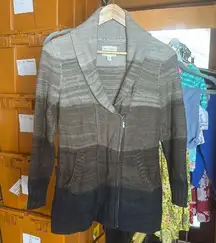 Field & Stream Brown Ombré Knit Sweater Cardigan Size Small Oversized