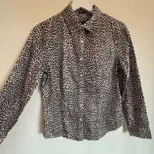 Talbots Leopard Print Button-Down Shirt – Stretch Cotton – Size M (Bust‎ 38)