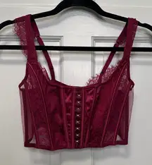 Victoria’s Secret Burgundy Lace Corset Top Size Medium