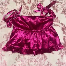 Satin Pink Sleeveless Top with Bow Straps