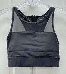 Zyia black mesh sports bra women's extra small zip up back one more rep