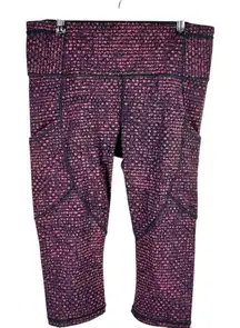 Lululemon Outrun 17" Crop Leggings.  Color Shatter Weave Dust Coral Plum Size 10