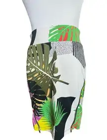 Womens Bebe Tropical Palm Print Chic Pencil Skirt w Gold Hardware - Sz M