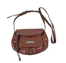 Nine West Faux Brown Leather Zipper Flappy Adjustable Crossbody Purse 90s Y2K