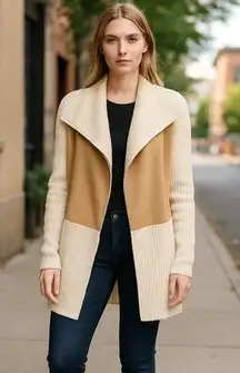 NWT Nordstrom X RDI IVORY Faux Shearling Lined Shawl Cardigan Sweater