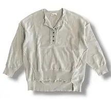 Peach Love California Sage Henley Sweater Womens M Soft Knit Pullover Ribbed Hem