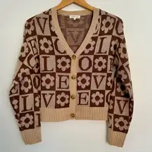 Ultra Flirt LOVE Button down Cardigan Tan Size Small