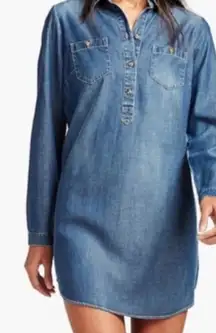 Lucky Brand S elevated basics denim shirt dress