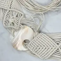 Womens Mother of Pearl Woven Macrame Tie Belt Small (S) ✨