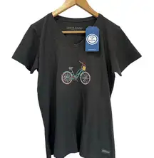 Life is Good Crusher Tee NWT Bicycle Graphic Charcoal Gray T-Shirt Size M
