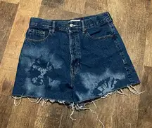 Pacsun Ultra high rise vintage Tie Dye Button Fly Raw Hem Demin Shorts