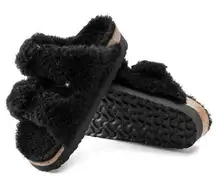 Birkenstock Papillio Arizona Big Buckle Shearling Teddy Black Size 38 NWT $180