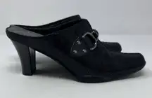 Aerosoles Women's Black Patent‎ Slip On Square Toe Heels Chain Design Size 7 1/2