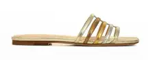 Veronica Beard Maxon Metallic Gold Silver Caged Flat Sandals Size 9‎