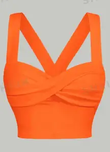 SheIn Bright Orange Cotton Crop Top