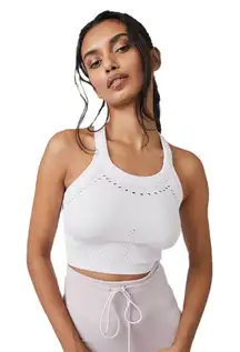 FREE PEOPLE FP Movement Serendipity Crochet Crop Top XS/S White $38 Retail NWT