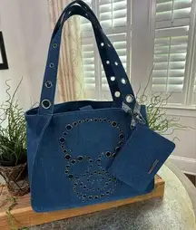 BETSEY JOHNSON 2024 “SKULL” LARGE DENIM TOTE